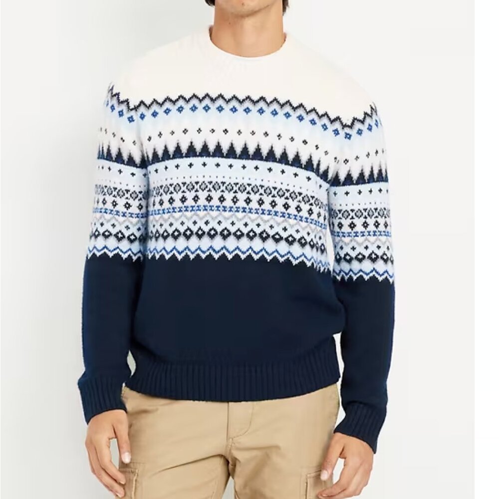 Old Navy Mens SoSoft Fair Isle Crewneck Sweater M